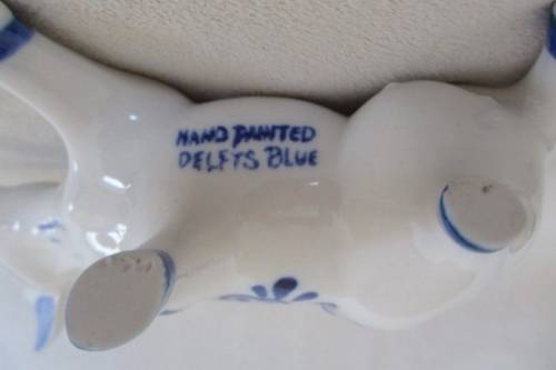 TWO HAND PAINTED DELFT BLUE COW CREAMERS - ONE DEFINITELY VINTAGE