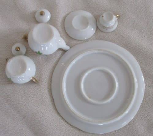 THE PRETTIEST, DELICATE PORCELAIN TEA SET TO DISPLAY WITH YOUR COLLECTABLE BEARS AND DOLLS!