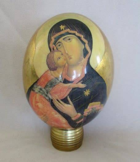 DECORATIVE RELIGIOUS ICON OSTRICH EGG