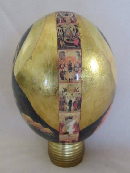 DECORATIVE RELIGIOUS ICON OSTRICH EGG
