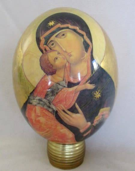 DECORATIVE RELIGIOUS ICON OSTRICH EGG