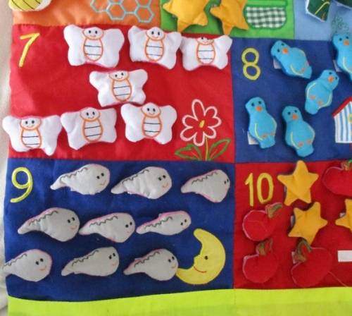 TEACH A LITTLE ONE TO COUNT WITH THIS STUNNING FABRIC WALL HANGING - GREAT NURSERY DECOR ITEM TOO!!