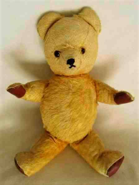 A REAL TEDDY BEAR!!  VINTAGE 32CM TALL (RARE SIZE) GOLDEN MOHAIR ARK BEAR WITH STRAW STUFFED HEAD!!