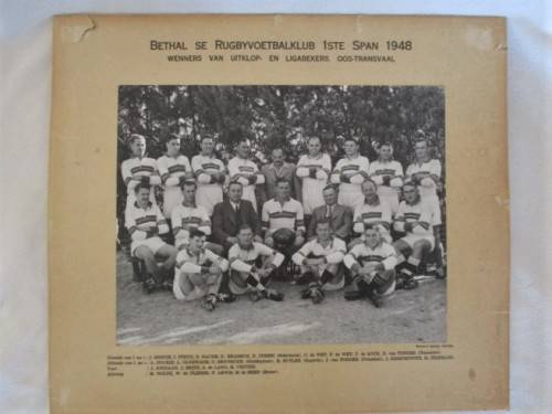 FOR DAMIENCOLL ONLY - 1948 - A VINTAGE  PHOTOGRAPH OF THE BETHAL RUGBY CLUB FIRST RUGBY TEAM