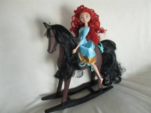 A STUNNING HAND MADE WOODEN ROCKING HORSE FOR BARBIE SIZE DOLL OR BEAR