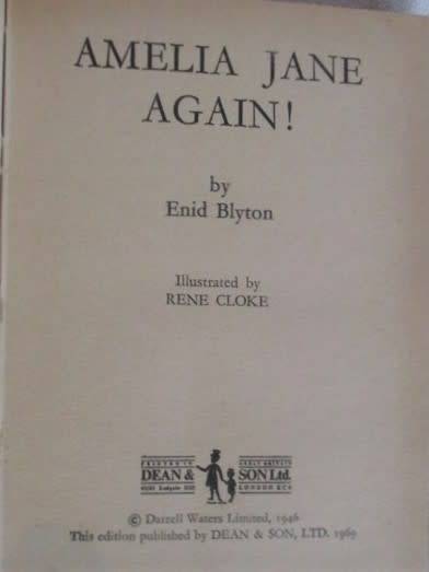 FOR BONJOURPARIS40 ONLY - 1969 - ENID BLYTON HARDCOVER + DUST COVER - AMELIA JANE AGAIN!