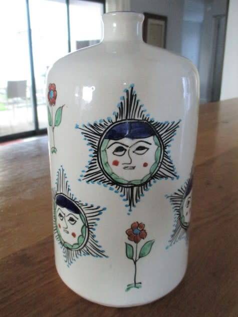 Unusual vintage ceramic  porcelain bottle/Jar - signed