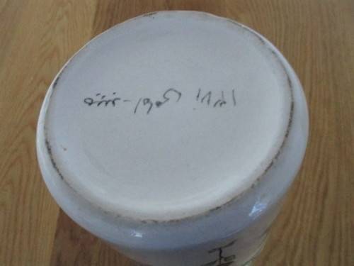 Unusual vintage ceramic  porcelain bottle/Jar - signed