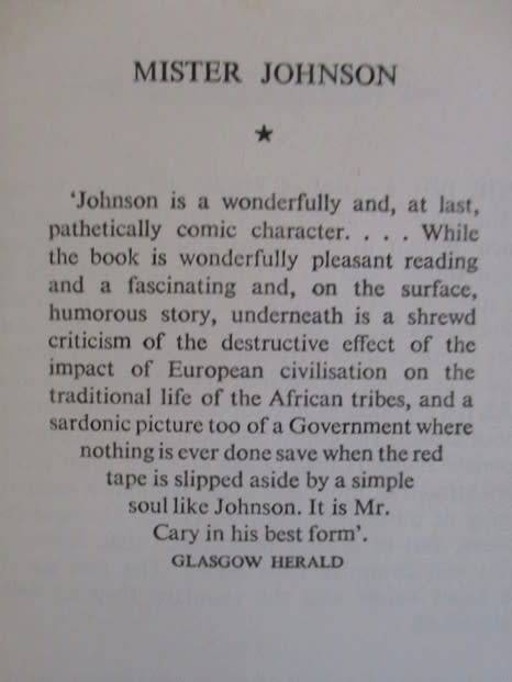 1952 - MISTER JOHNSON BY JOYCE CARY