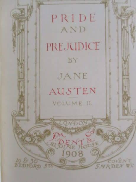 1908 - PRIDE & PREJUDICE BY JANE AUSTEN - VOL.I AND II