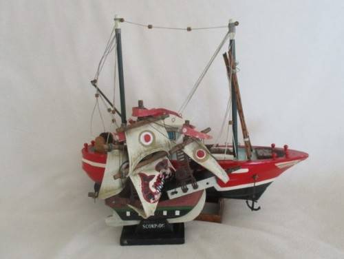 TWO LOVELY WOODEN BOATS WITH GREAT DETAIL FOR A BOY'S ROOM