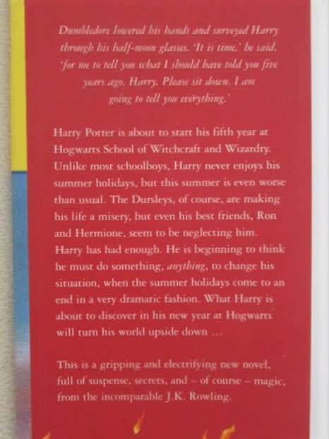 HARRY POTTER AND THE ORDER OF THE PHOENIX - 1ST EDITION HARD COVER WITH DUST JACKET