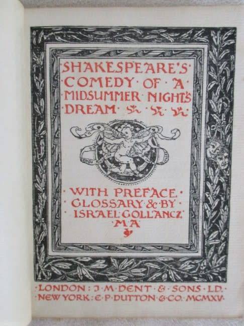 1915 - THE TEMPLE SHAKESPEARE -SHAKESPEARE'S COMEDY OF A MIDSUMMER NIGHT'S DREAM