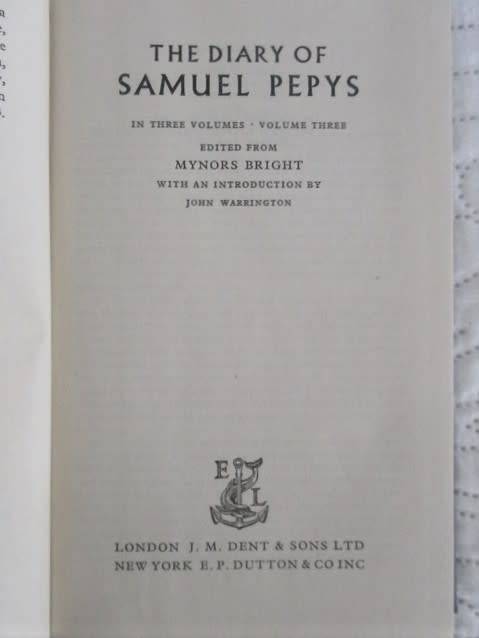 1953 HARD COVERS PLUS DUST COVERS - COMPLETE SET OF THREE VOLUMES OF THE DIARY OF SAMUEL PEPYS