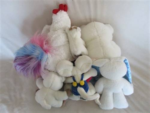 SOFT AND WHITE AND CLEAN AND FLUFFY - A GROUP OF SIX CUTE TOYS FOR BABY
