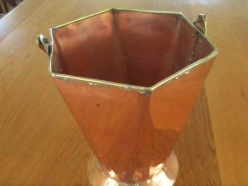 A LARGE VINTAGE SOLID COPPER AND BRASS BUCKET PLANTER - GREAT FOR A LARGE BUNCH OF FLOWERS TOO!!