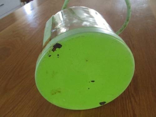LARGE VERY OLD BOTTLE & PAINTED METAL CANDLE HOLDER TO ADD RUSTIC CHARM TO YOUR KITCHEN OR GARDEN