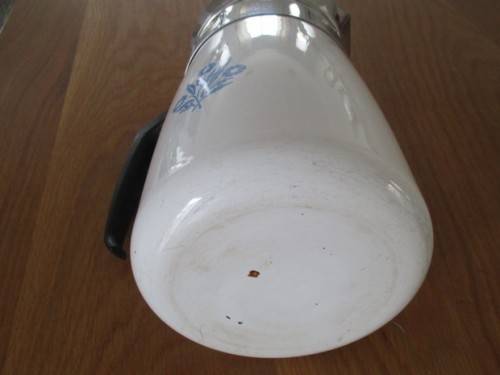 LARGE 6-CUP CORNING WARE STOVE TOP PERCOLATOR - BLUE CORNFLOWER DESIGN