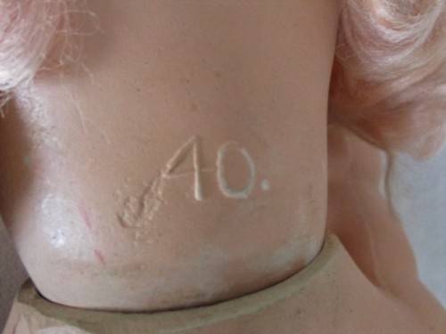 VERY LARGE 67CM TALL ANTIQUE COMPOSITION DOLL WITH RARE WIND-UP CRIER/TALKER MARKED "40" BEHIND HEAD