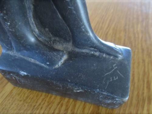 BLACK RESIN FIGURINE OF EGYPTIAN GOD HORUS - 19CM TALL - SIGNED