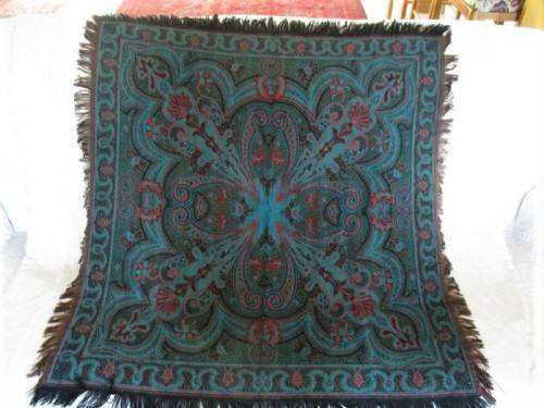 A BEAUTIFUL SQUARE (REVERSABLE) MIDDLE EASTERN  PIANO SHAWL/TABLE CLOTH - KASHMIR?