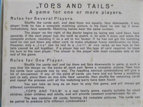 VINTAGE 1960's PIATNIK, VIENNA TOPS & TAILS CARD GAME IN ORIGINAL BOX - COMPLETE