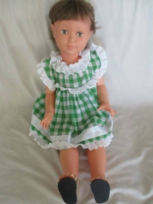 FOR GUNNEMAL ONLY - 72CM TALL VINTAGE WALKING DOLL WITH OLD WOODEN WALKING MECHANISM