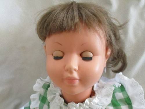 FOR GUNNEMAL ONLY - 72CM TALL VINTAGE WALKING DOLL WITH OLD WOODEN WALKING MECHANISM