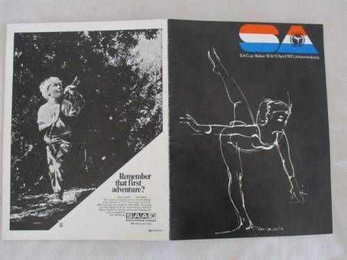 THREE VINTAGE 1970`s S.A. CUP GYMNASTICS SOUVENIR PROGRAMMES (COVER SKETCHES - ERNST DE JONG)