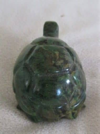 TWO BEAUTIFUL TORTOISES - CARVED OUT OF STONE - MALACHITE AND ??