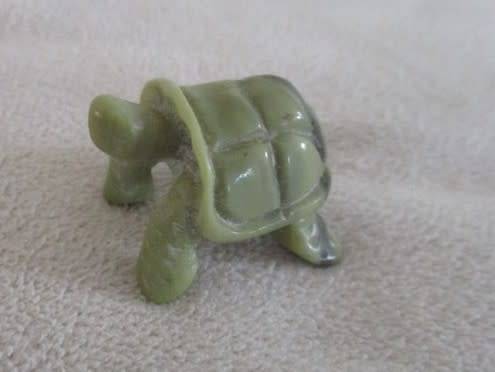 TWO BEAUTIFUL TORTOISES - CARVED OUT OF STONE - MALACHITE AND ??