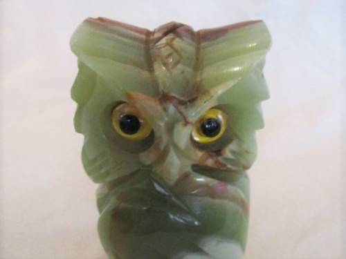 LARGE OWL CARVED OUT OF SEMI-PRECIOUS STONE