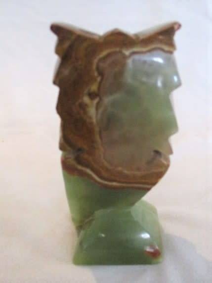 LARGE OWL CARVED OUT OF SEMI-PRECIOUS STONE