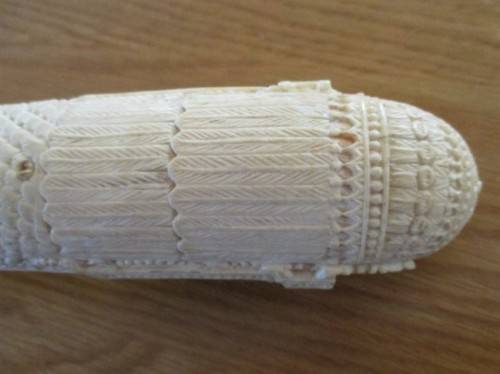 ANTIQUE 1800's CANTON DRAGON BOAT CARVED FROM A SOLID PIECE OF IVORY - INCOMPLETE