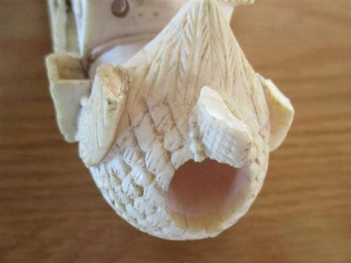 ANTIQUE 1800's CANTON DRAGON BOAT CARVED FROM A SOLID PIECE OF IVORY - INCOMPLETE