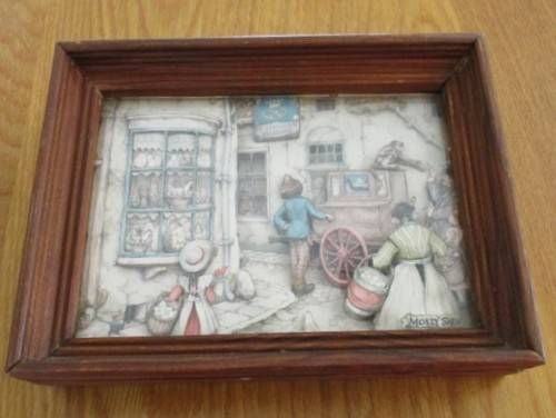 VINTAGE ANTON PIECK 3D SHADOW BOX  ART - VICTORIAN STREET SCENE - FRAMED