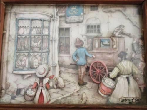 VINTAGE ANTON PIECK 3D SHADOW BOX  ART - VICTORIAN STREET SCENE - FRAMED
