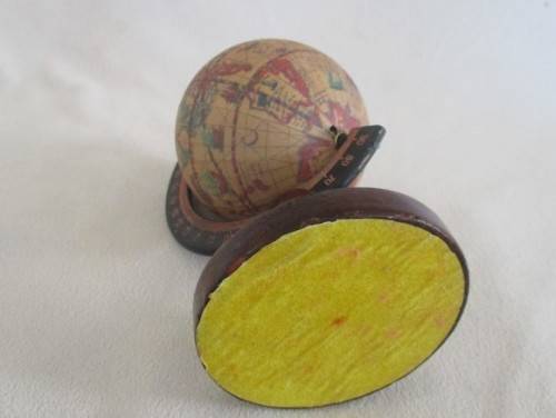 SMALL ORNAMENTAL "OLDE WORLD" GLOBE ON WOODEN STAND
