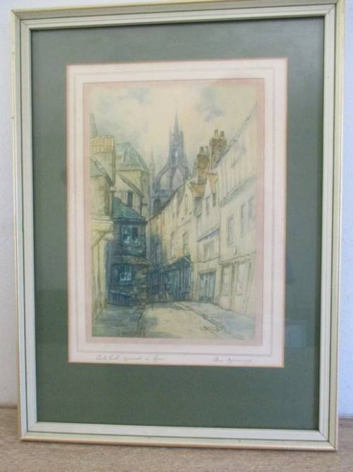 VINTAGE FRAMED CHAS MANNING LITHOGRAPH IN COLOUR - ORIGINAL ARTIST SIGNATURE(DISREGARD REFLECTIONS)