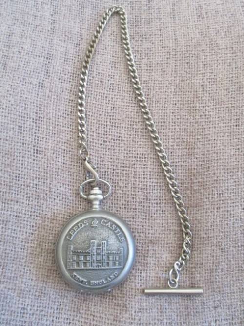 A.E.WILLIAMS FOB WATCH WITH T CHAIN IN ORIGINAL BOX - PERFECT WORKING ORDER - LEEDS CASTLE, KENT