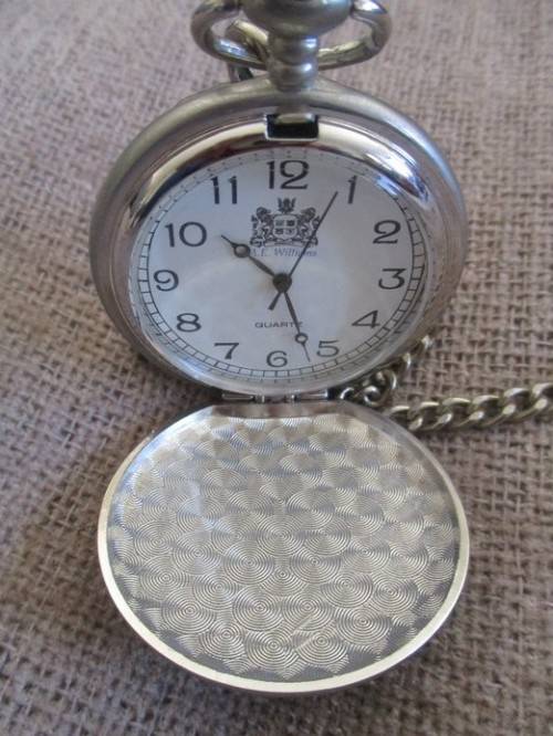 A.E.WILLIAMS FOB WATCH WITH T CHAIN IN ORIGINAL BOX - PERFECT WORKING ORDER - LEEDS CASTLE, KENT