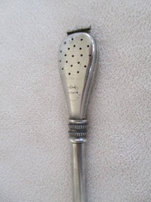 SO COLLECTABLE!   ANTIQUE ALPACA INDUSTRIA ARGENTINA YERBA MATE BOMBILLA