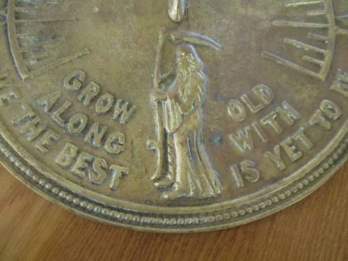 SOLID BRASS "FATHER TIME" SUNDIAL - GROW OLD ALONG WITH ME THE BEST IS YET TO BE -  BIRD GNOMON