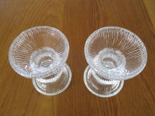 TWO BEAUTIFUL NORDIC DESIGN GLASS CANDLESTICKS MADE IN FRANCE