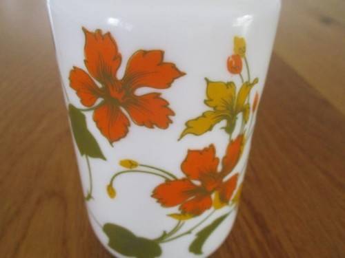 VINTAGE MILK GLASS CANISTER (GLASS LID) MADE IN ITALY