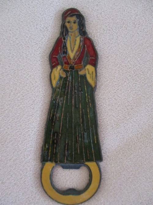 TWO VINTAGE BRONZE AND ENAMEL BOTTLE OPENERS - GERMAN MADE