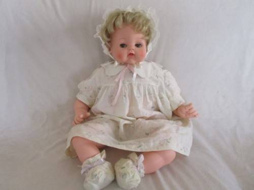 A LARGE 56CM TALL VINTAGE DARLING WITH PLUMP PINK CHEEKS
