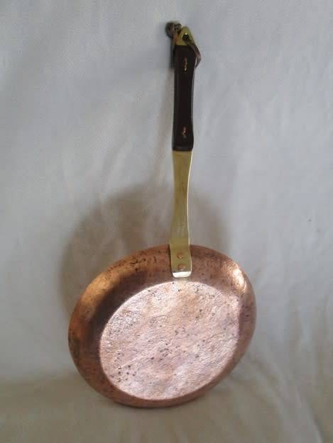 FOR CONTESSA ONLY - TWO DIFFERENT SIZED HAND FORGED COPPER PANCAKE PANS - SIGNED BY MAKER