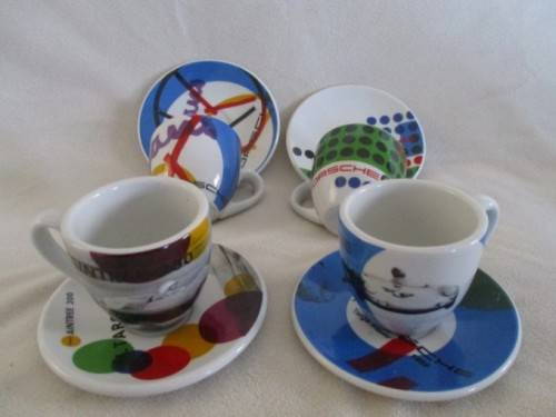 LIMITED EDITION - GERMANY - FOUR "PORSCHE" EXPRESSO CUPS AND SAUCERS