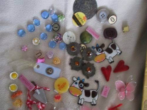 HUGE BATCH OF SALVAGED CARD/SCRAPBOOKING DECORATIONS